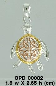 Celtic Trinity Knot Sea Turtle Three Tone Pendant OPD082 - Jewelry